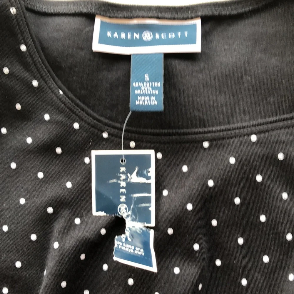 🔥NWT🔥 Karen Scott Women’s Short Sleeve Dot Print T-Shirt - Picture 3 of 5